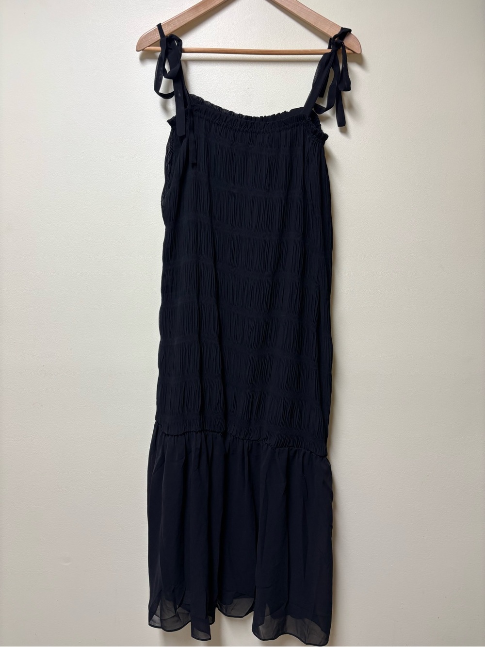 all:row Black Strappy Tiered Flowy Maxi Dress - Small